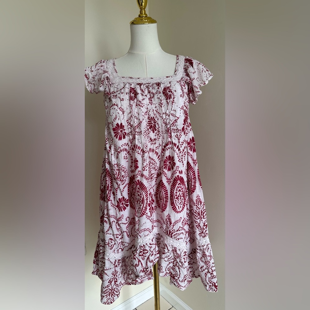 Maeve By Anthropologie Red/White Sun Dress - Large- NWOT
